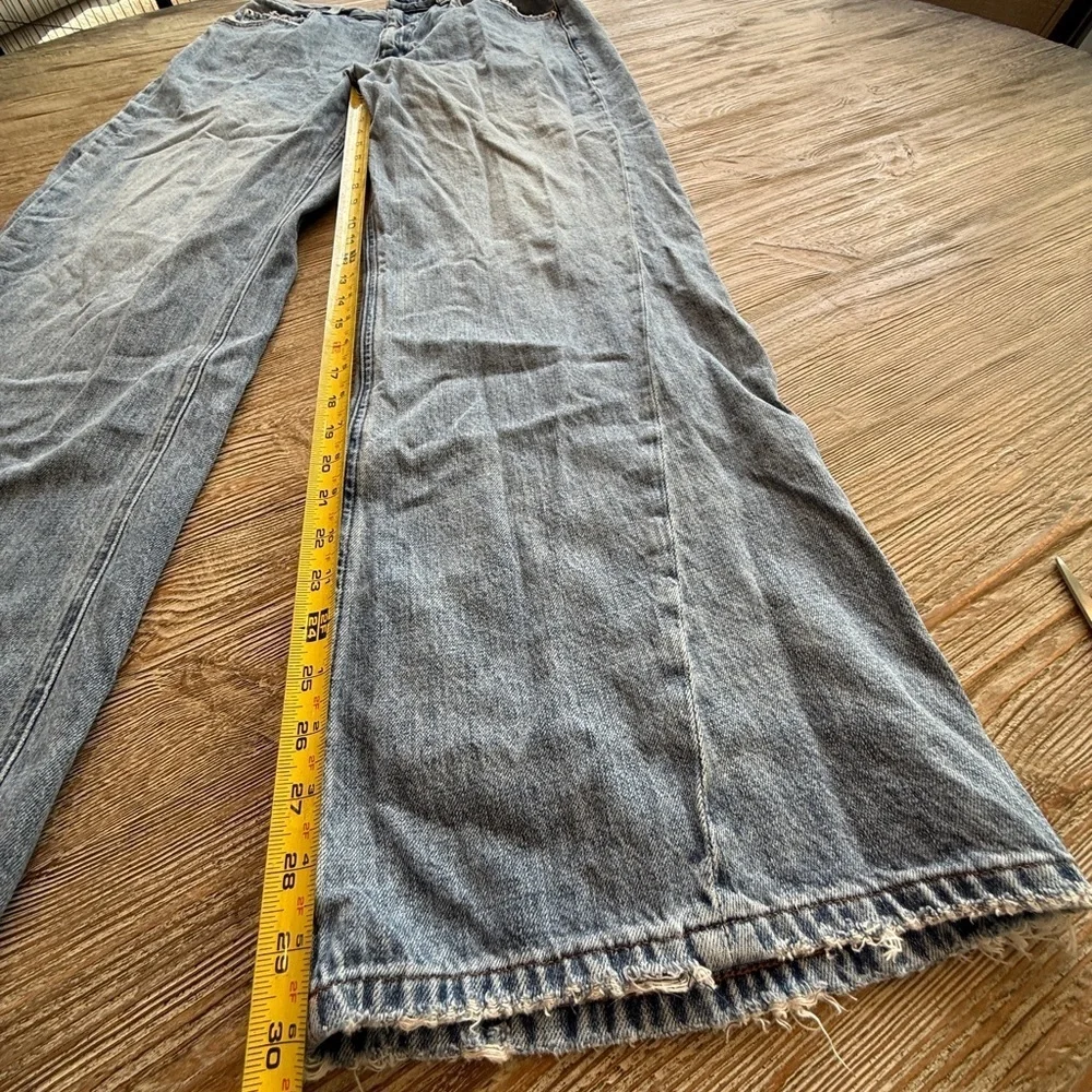 Pistola Blue Denim wide leg distressed Jeans 31